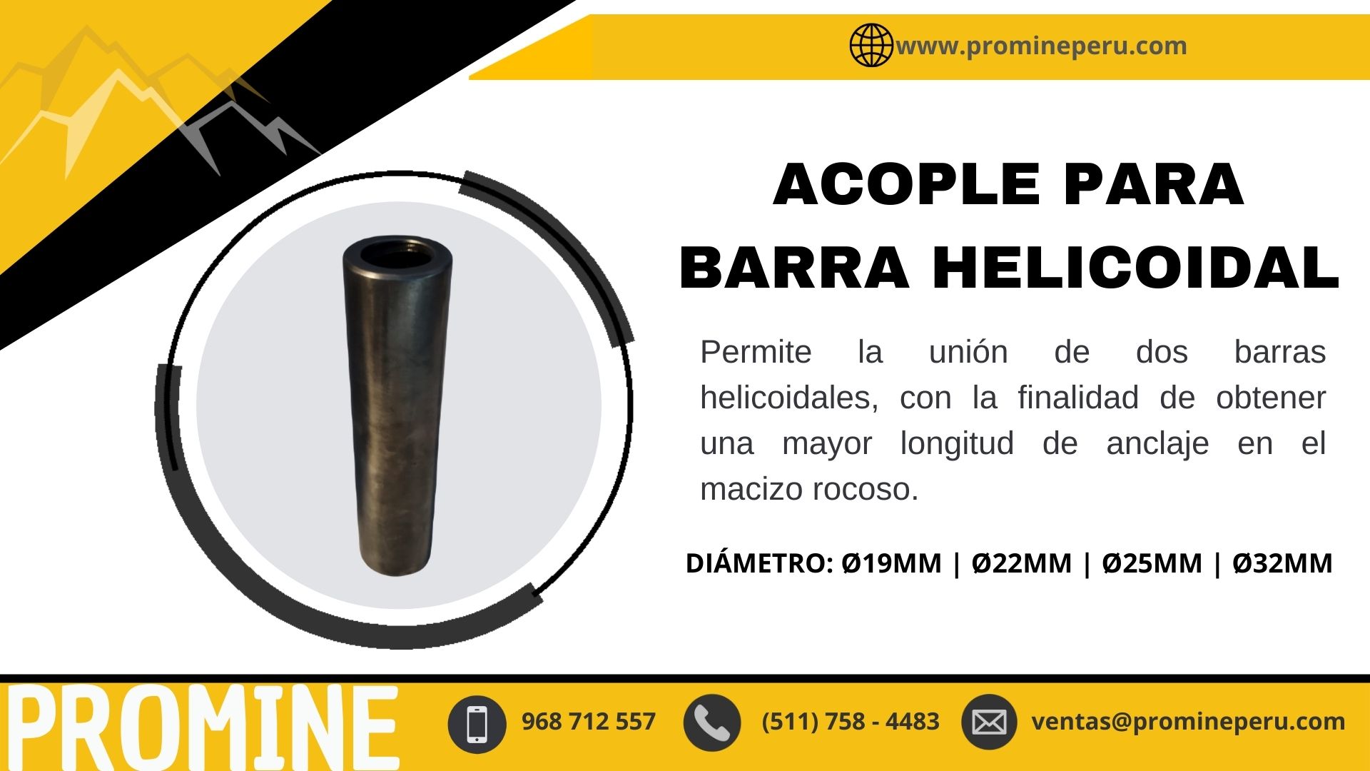 ACOPLE PARA BARRA HELICOIDAL SOCAVON MINA PROMINE AQP 2023